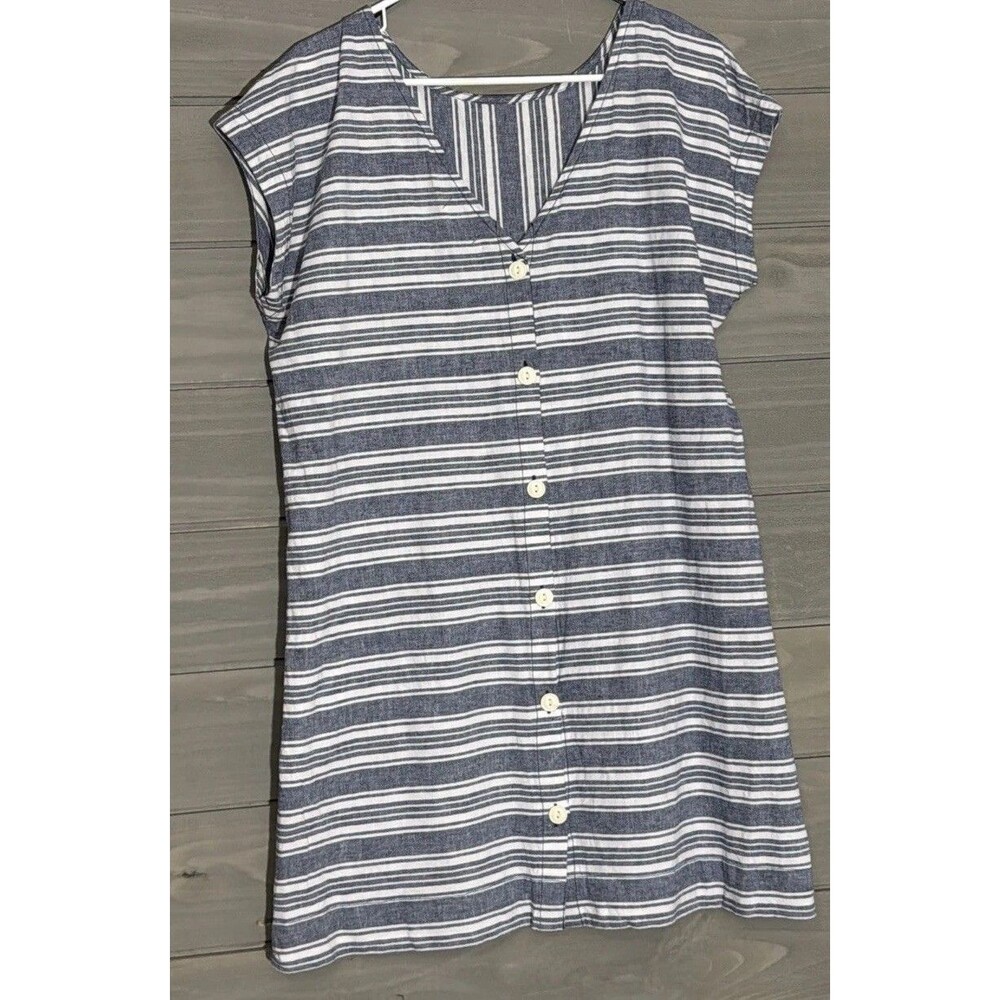 Peyton & Parker Women’s L Blue And White Mini Short sleeve Dress Coastal Boho